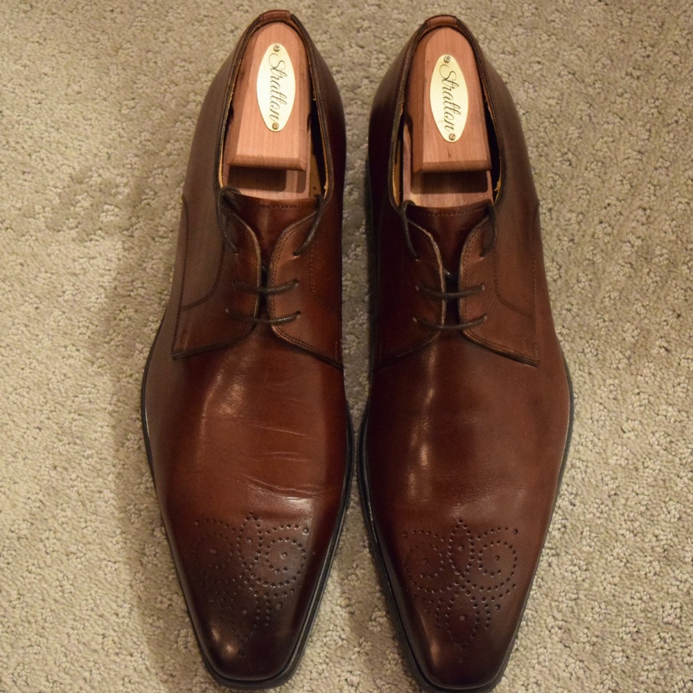 Magnanni Brown Square Toe Lace-up 9.5